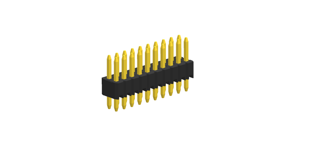 排针1.27mm 双排 180度（塑高2.1 塑宽3.0）