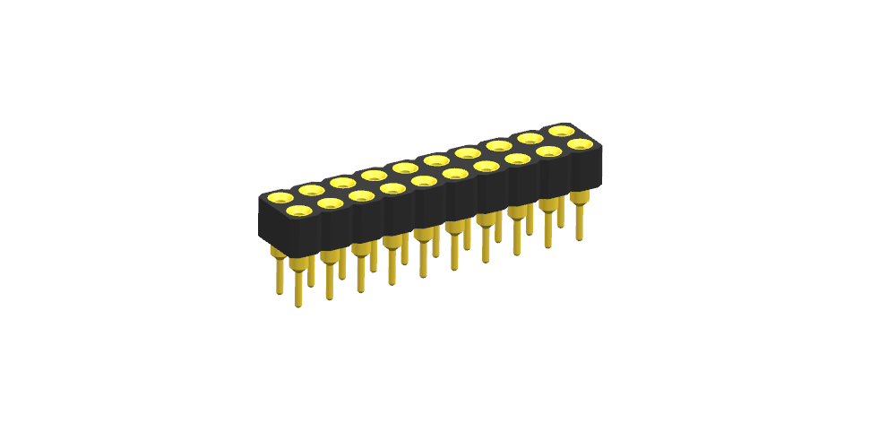 Round hole row bus 2.54mm double row 180 degrees (plastic height 3.0 plastic width 5.08)